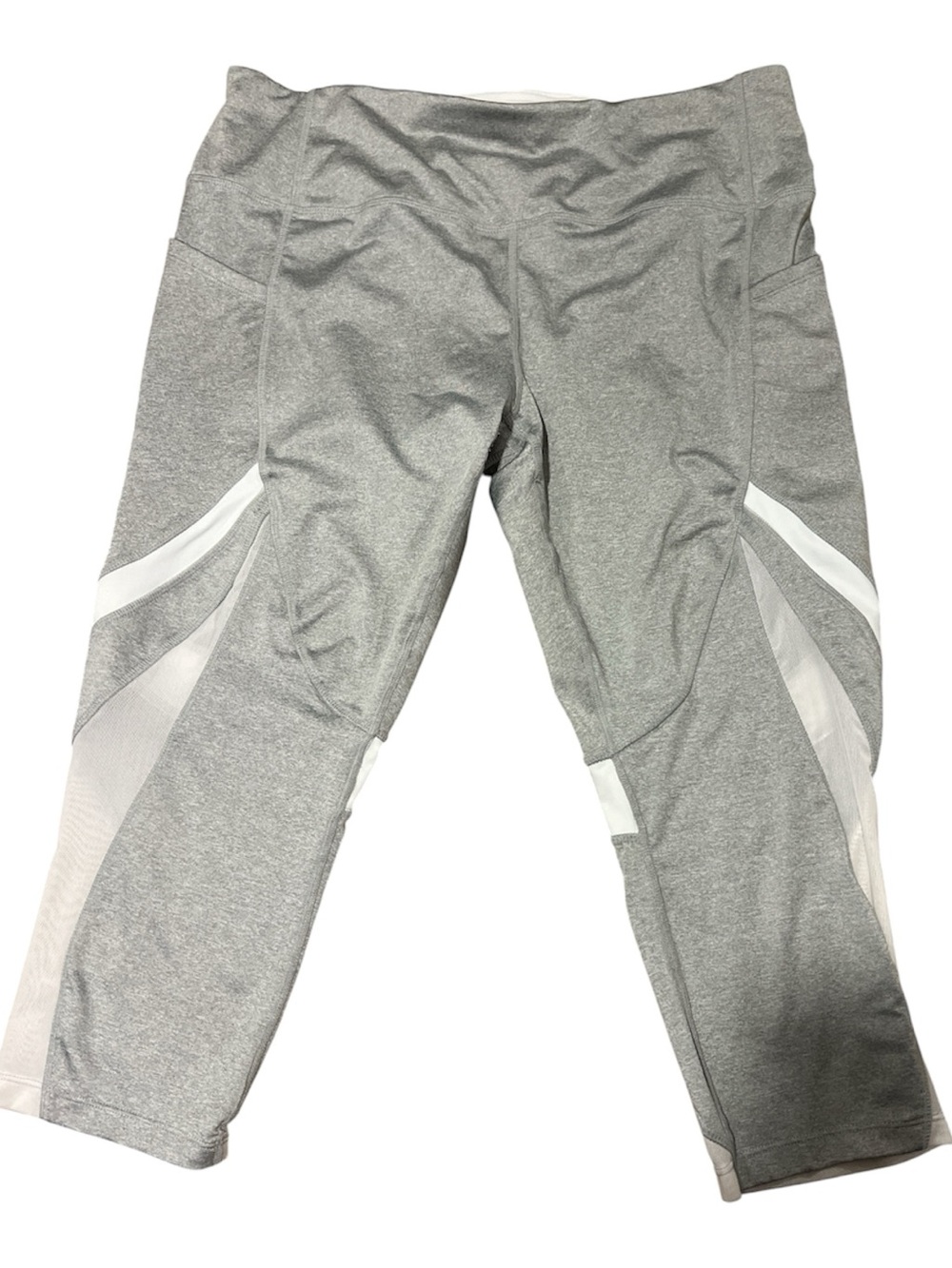 Avia Gray Capri Leggings with White Mesh Panels